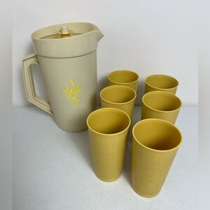 Vintage Cream and Yellow Pitcher Set